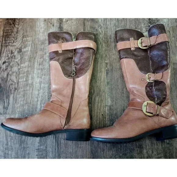 London Fog Shoes - London Fog Style FOXY Leather Upper Boots Brown Sherpa Lined Women's 8.5M